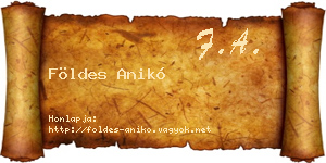 Földes Anikó névjegykártya